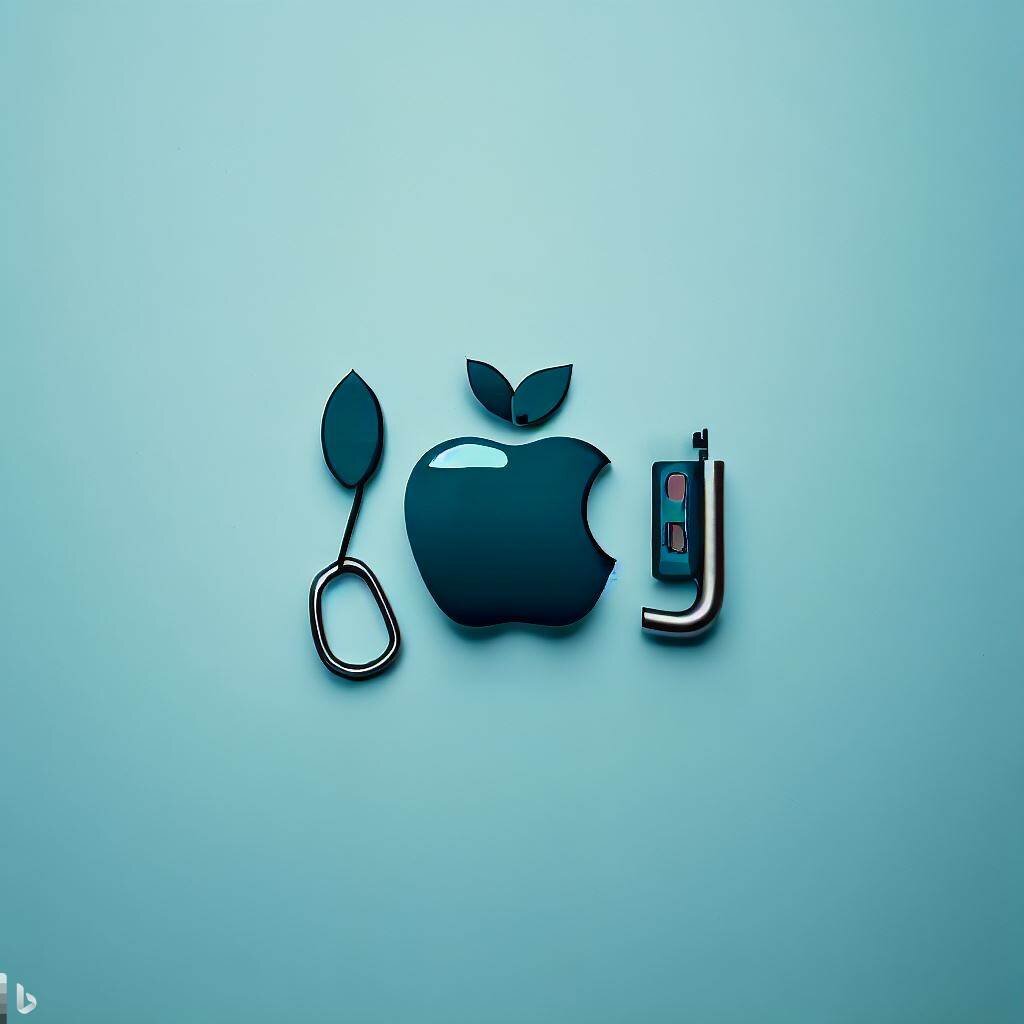 Apple logo with random things on the sides