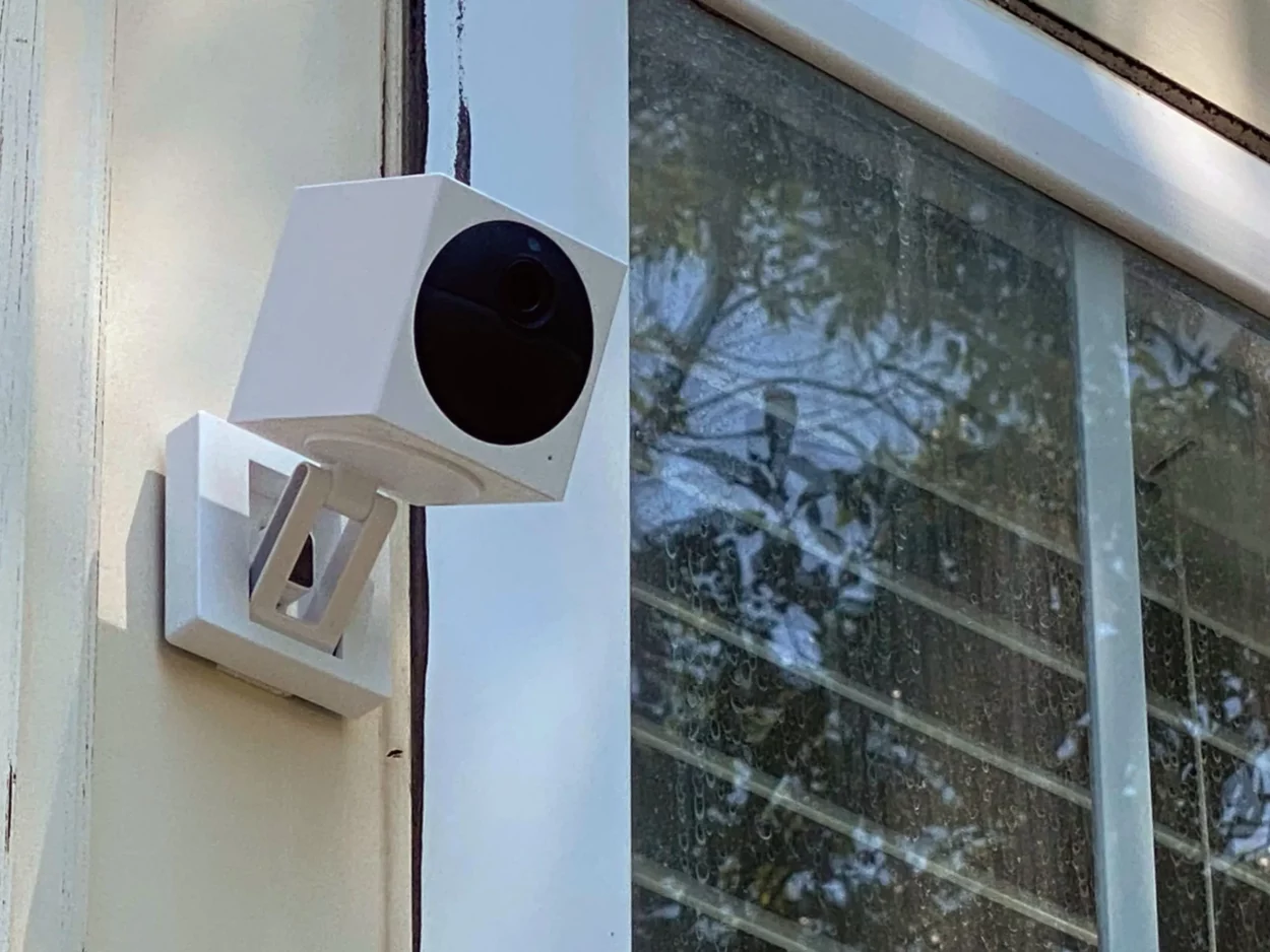 Wyze camera installed on a wall