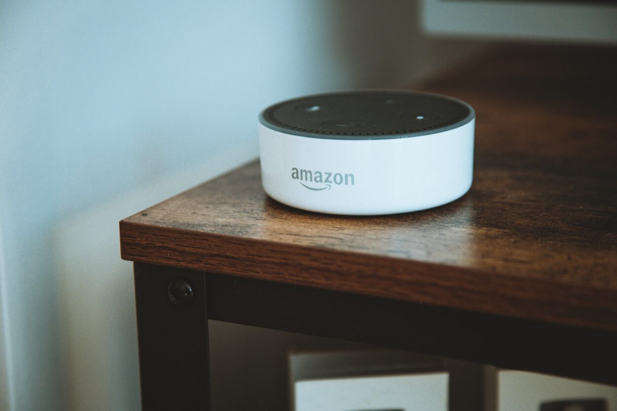 Alexa device on a table