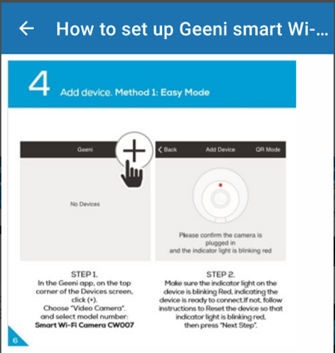 Image showing method to set up Geeni camera